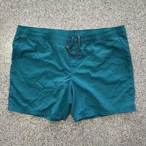 Eddie Bauer Swim Trunks Mens XXL Teal 17" Lined Nylon Shorts Pockets 7" Inseam